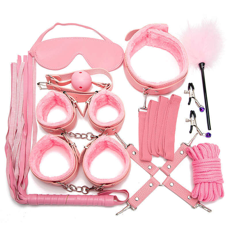 Sexuality products SM props 10 piece set with binding ropes, handcuffs, training mouth stoppers, breast clips, alternative adult sex products