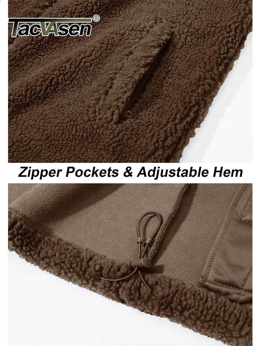 TACVASEN Winter Full Zip Up Warm Fleece Jackets Mens Fuzzy Sherpa Jacket Thicken Thermal Outdoor Fluffy Coat Zip Pocket Outwear 240911