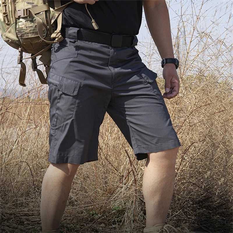 Men Summer Cargo Shorts Quick Dry Mens Tactical Shorts Solid Multi-Pockets Workout Short Pants Beach Trousers Outdoor HikingX240921