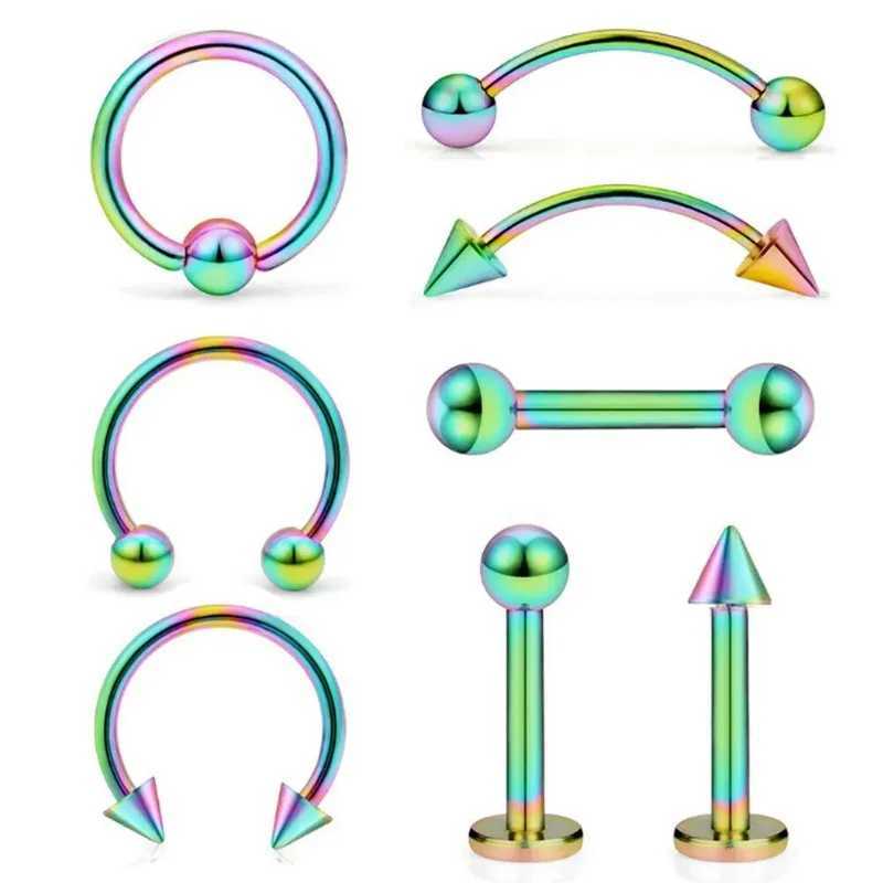8Pcs Stainless Steel Eyebrow Rings Lip Ring Nose Hoop Tongue Ring Septum Nose Piercing Jewelry Cartilage Tragus Earrings Y240921