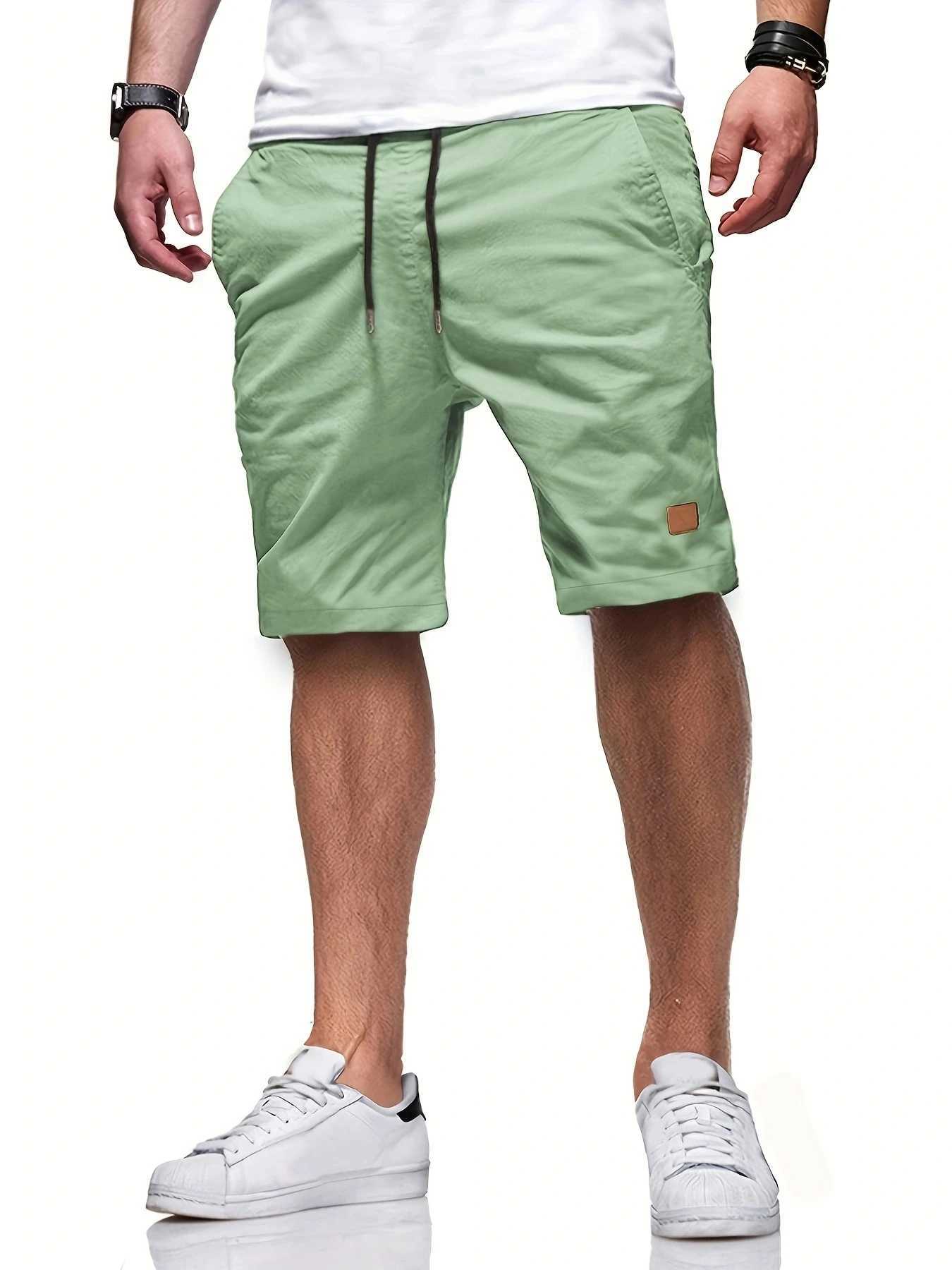 New Mens Casual Short Bermuda Short Fitness Jogging Short Vintage Elastic Waist Cargo shortsX240921