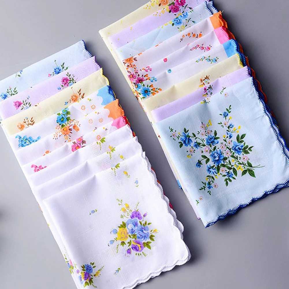 5Pcs Vintage Cotton Women Hankies Embroidered Butterfly Flower Hanky Floral Assorted Cloth Ladies Handkerchief Fabrics RandomX240921