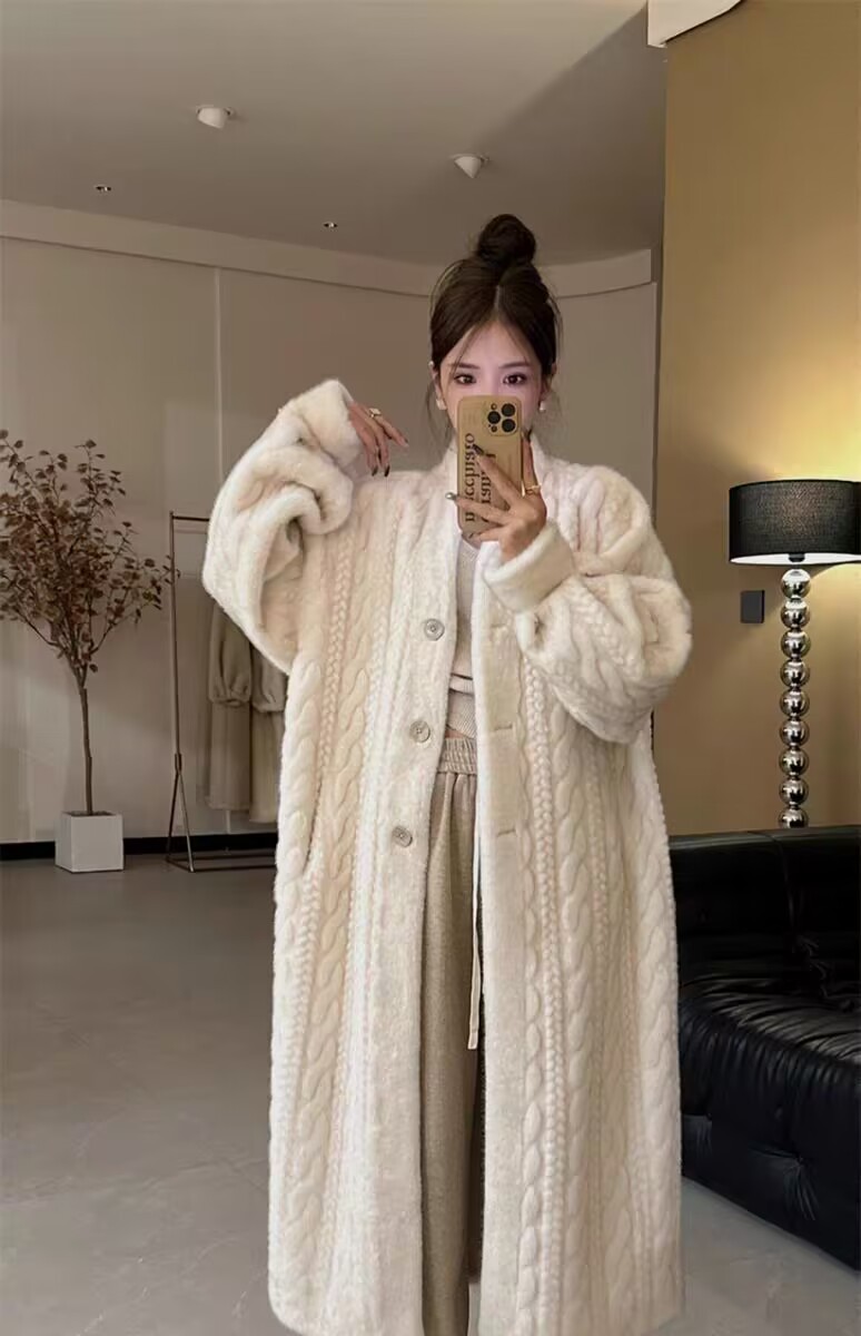 Women's Outerwear French Winter Temperament and Fresh Environmental Fur Coat Jacket Long Casual High-end Coat for Women 240729