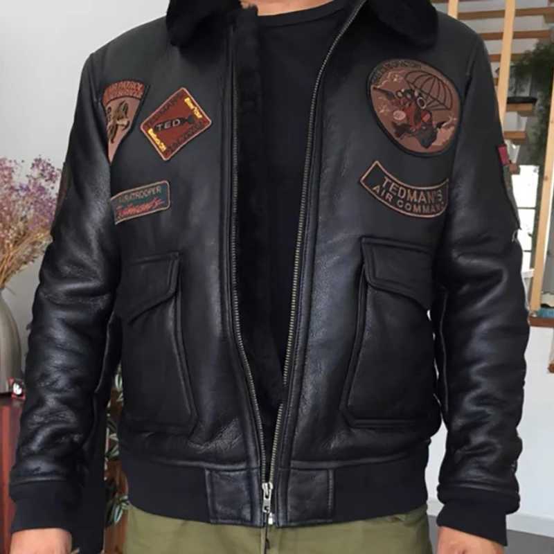 Natural wool jacket mens 8-patch sheepskin jacket mens real sheepskin coat warm and thick winter clothing Asian size W240918