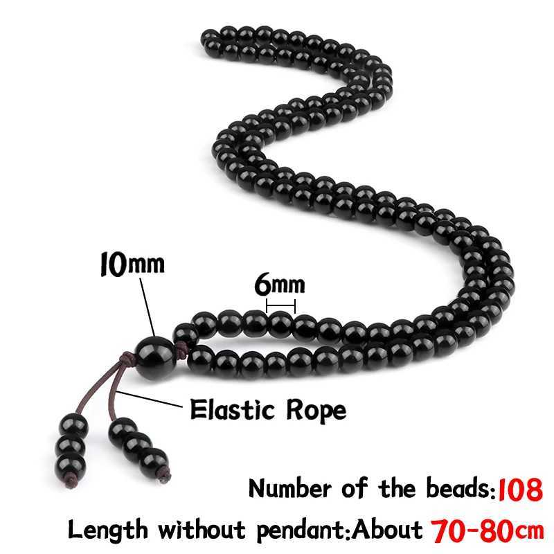6mm Matte Black Lava Stone Bracelet Necklace 108 Beads Mala Wrap Bracelets Men Charm Fashion Yoga Bangle Rosary Buddhist JewelryX240921