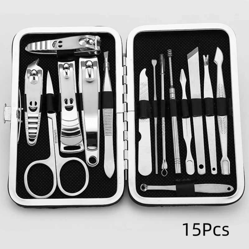 15/16/17/18 Pieces Black and Red Atmospheric Manicure Nail Clipper Set Classic Stainless Steel Beauty Tools Set M240921