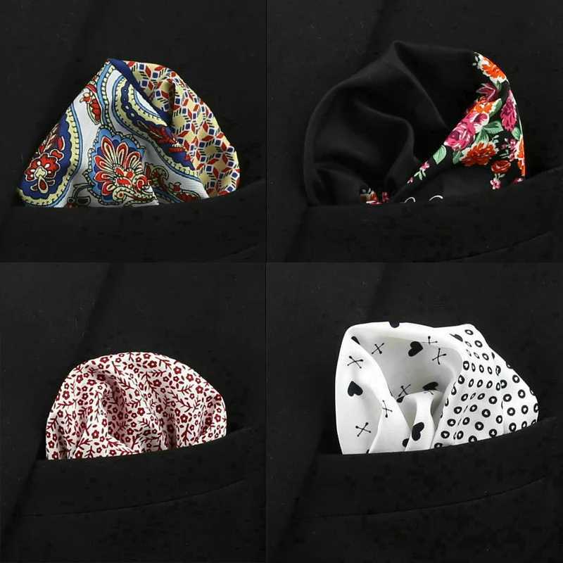 33*33cm Anchor Polka Dot Paisley Floral Big Handkerchief Satin Men Hanky Fashion Wedding Party Pocket Square Print AccessoryX240921