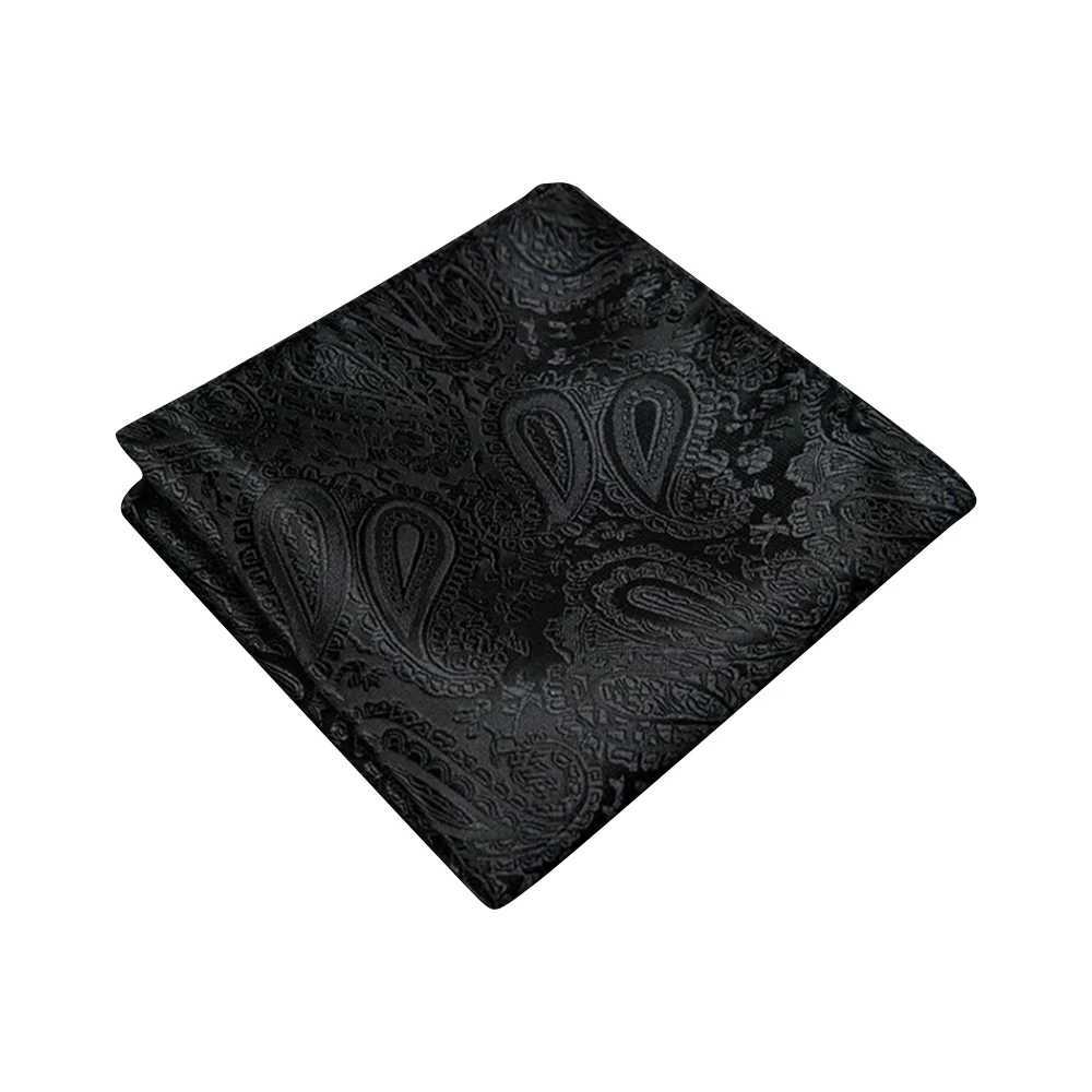 Free Shipping Ikepeibao Paisley Handkerchief mens Paisley Floral Black Pocket Square HankyX240921
