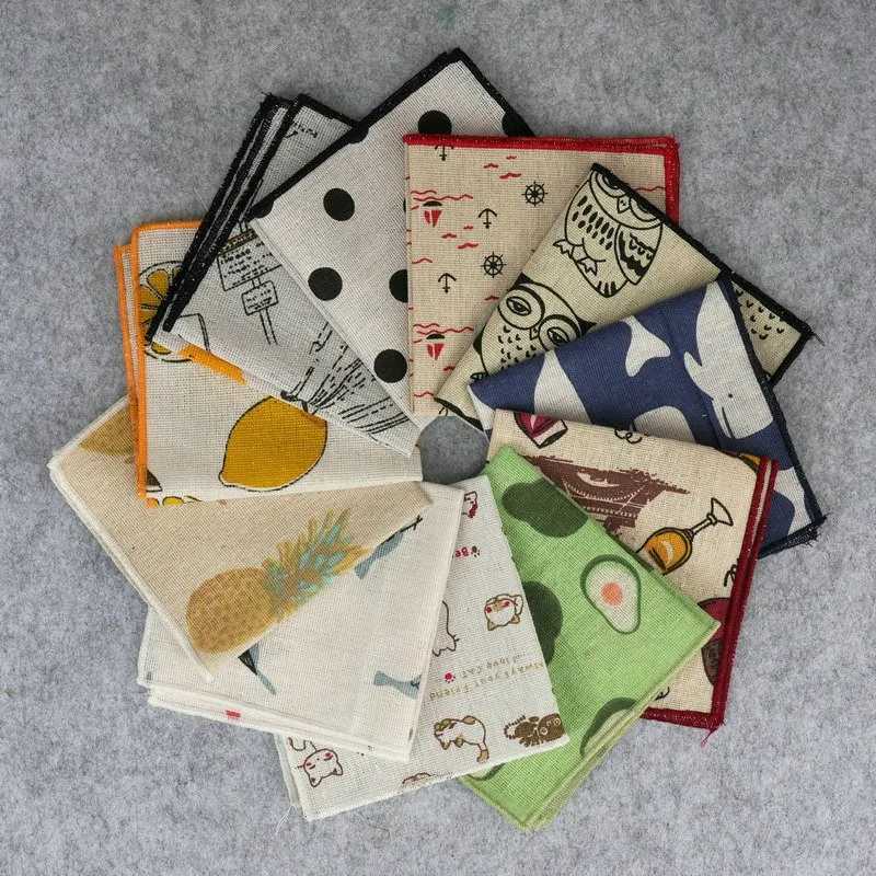 New Fruits Printed Pocket Square for Mens Fashion Linen Handkerchiefs Wedding Party Groom Suits Pocket Towel Beige Casual HankyX240921