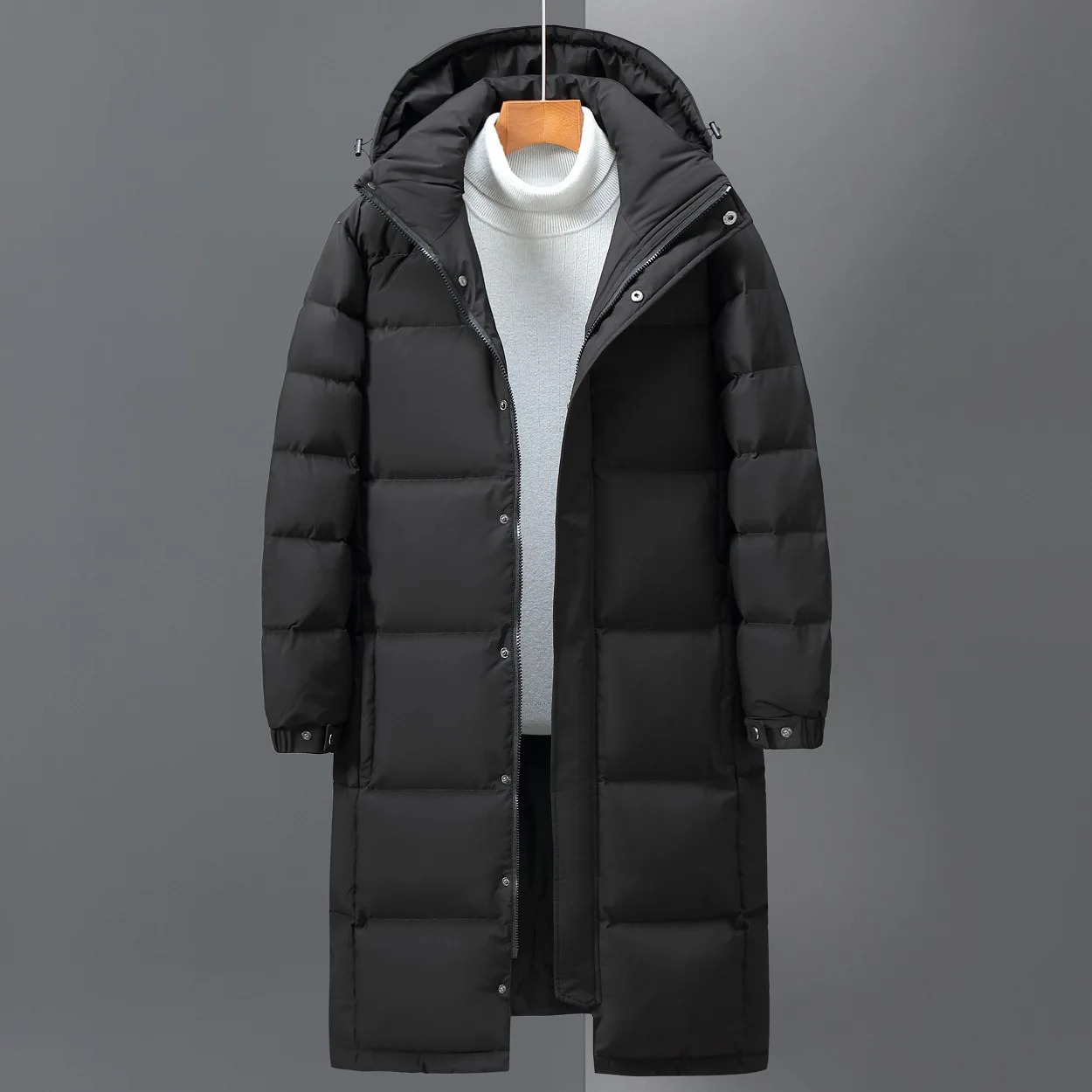 Mens Long Jacket High-Quality Male Thicked Warm Parkas Outdoor White Duck Down Hooded Jackets Men Winter Coats
