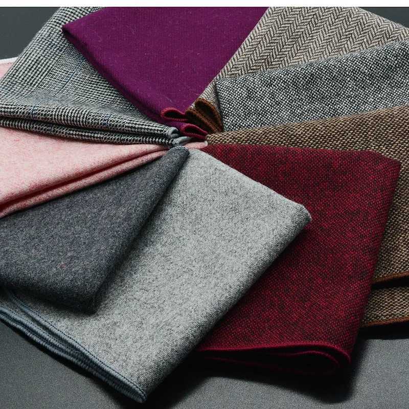 Classic Wool Pocket Square 25CM Solid Color Black Handkerchief For Men Vintage Hankies Tuxedo Suit Accessories Neckties CravatX240921