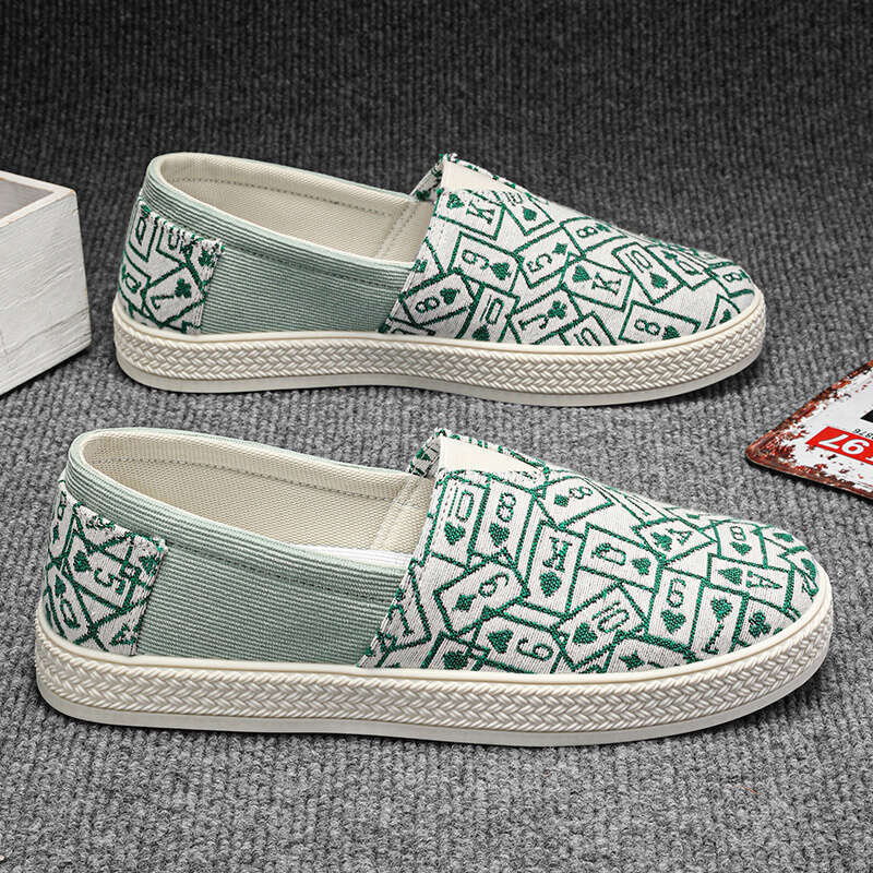 New Summer Fisherman Fashion Print Green Espadrilles Men Loafers Shoe Breathable Slip-On Casual Shoes Man Driving