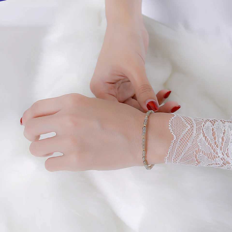 3MM Naturnal Stone Beads Bracelets For Women on Hand Luxury Jewelry Sets Wholesale Bangle Party Gift Tourmaline HandworkX240921