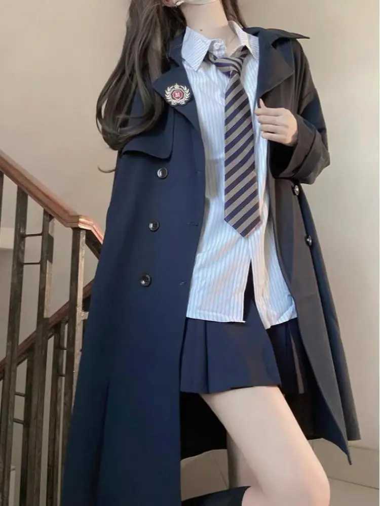 Korean Fashion Women Brown Elegant Windbreaker Coat Streetwear Clothes Autumn Black Vacation Mid Length Trench Jacket PopularX240921
