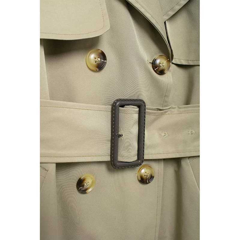 TRAF With Belt Midi Trench for Woman Autumn Winter 2024 New Long Trench Coats Womens Jacket Female Vintage OuterwearX240921