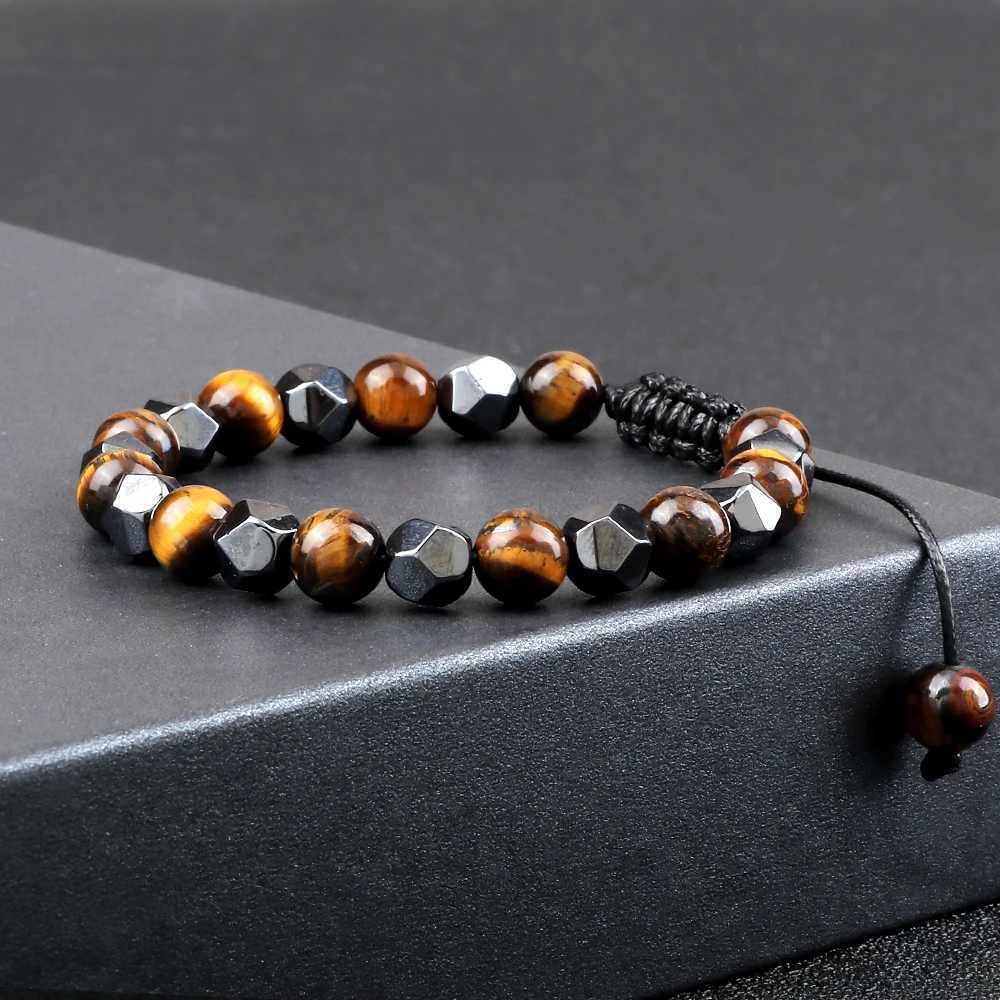 Men Irregular Hematite Beads Bracelet Charm Women 4 6 8MM Natural Lava Tiger Eye Bead Couple Bracelet Fashion Friendship JewelryX240921