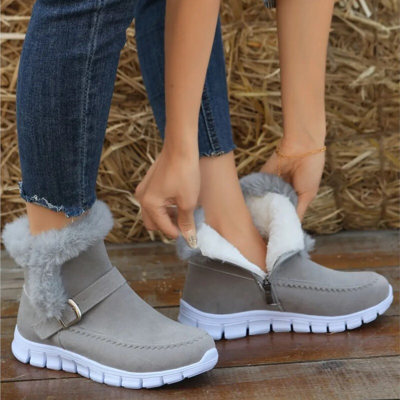 Designer shoes new warm winter women's casual shoes new short furry suede ankle boots flat shoes gladiator sports women's hiking boots snow 