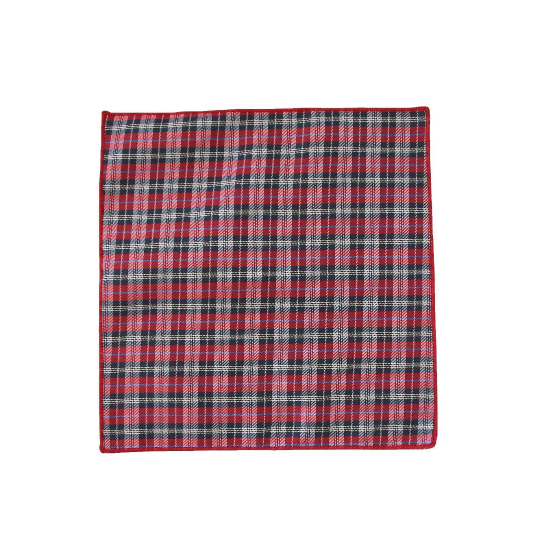 24CM Mens Striped Plaid Handkerchief Formal Dress Suit Pocket Square Towel Business Polyester Chest Shirt Accessories Navy HankyX240921
