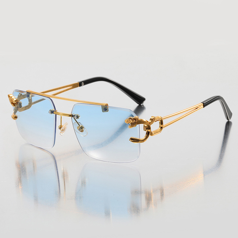 Square Rimless Sunglasses Men Rectangle Fashion Popular Men Shades Small Sun Glasses For Female Male Summer Traveling Purple S136 IVISTA