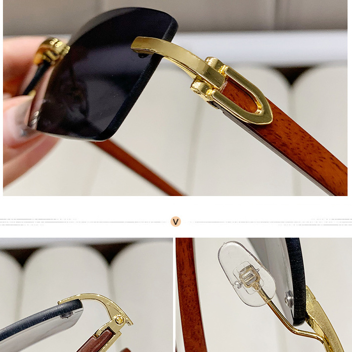 Square Rimless Sunglasses Men Rectangle Fashion Popular Men Shades Small Sun Glasses For Female Male Summer Traveling Purple S133 IVISTA