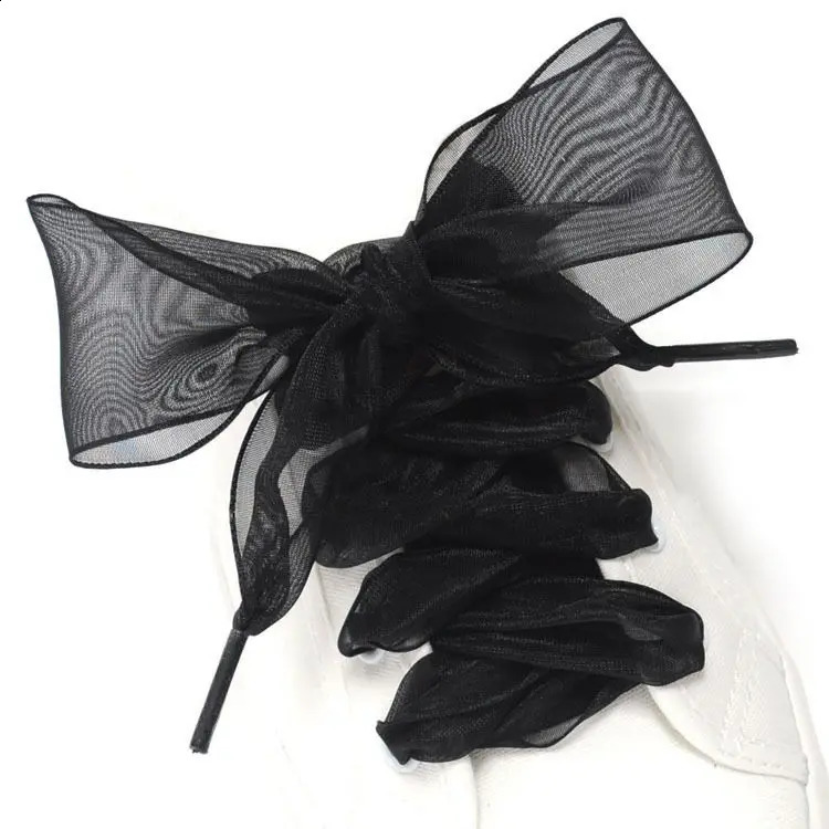 1 pair of 2.5cm wide organic shoelaces 120cm flat silk satin strap canvas sports shoe laces transparent shoelaces 240919