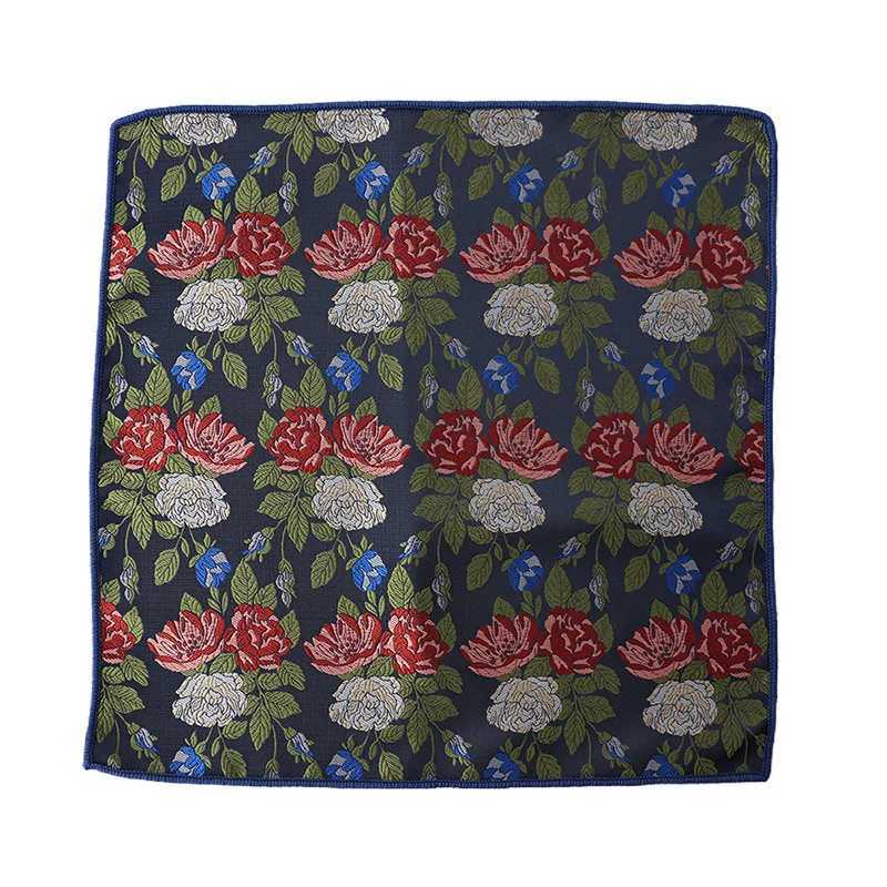 23cm New Design Mens Green Brown Pocket Square Floral Polyester Soft Handkerchief Wedding Party Tuxedo Accessories Cravat HankyX240921