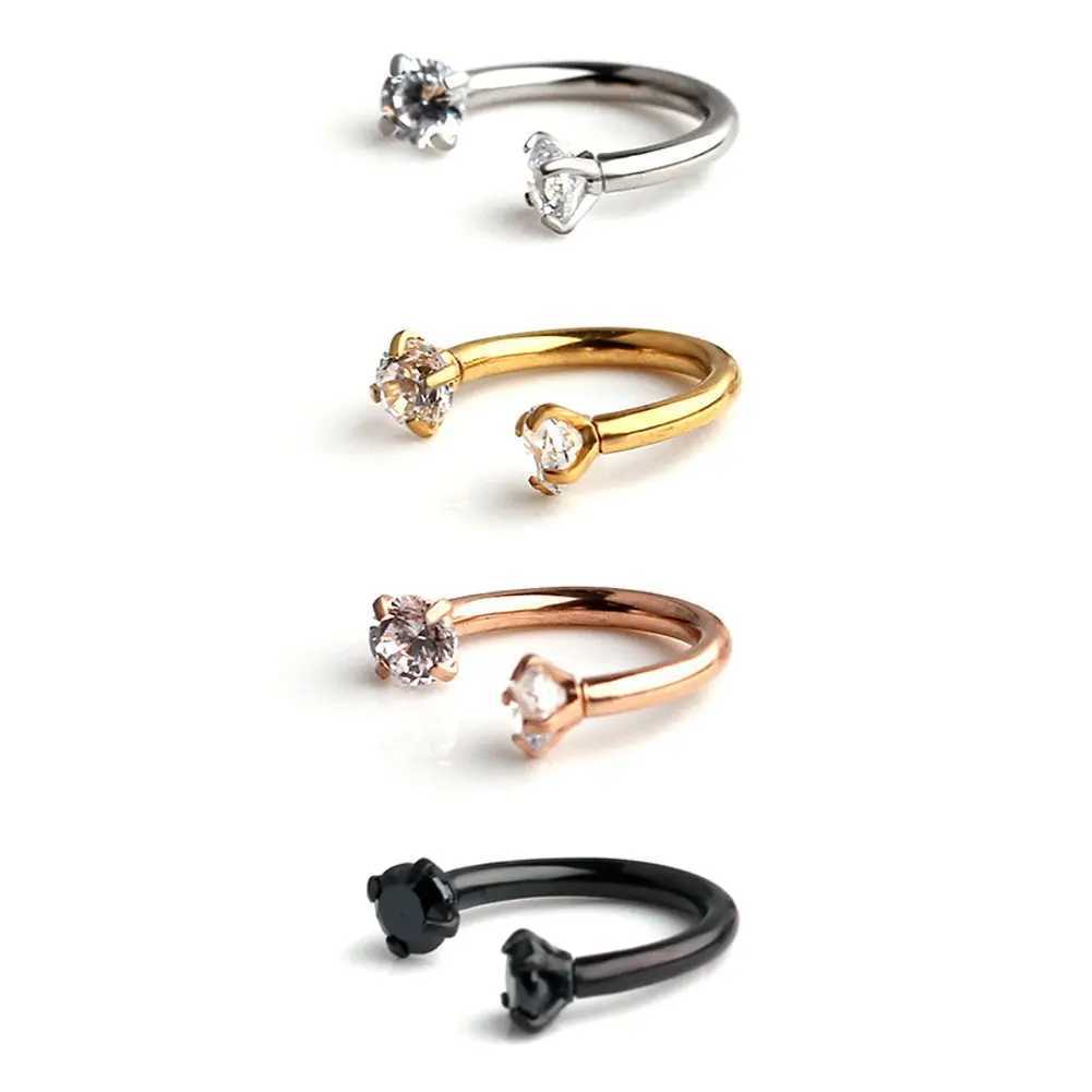 WKOUD 16G Clear Black 3mm CZ Nose Septum Horseshoe Earring Eyebrow Lip Helix Tragus Cartilage Piercing Ring 6mm 8mm 10mm 12mm Y240921