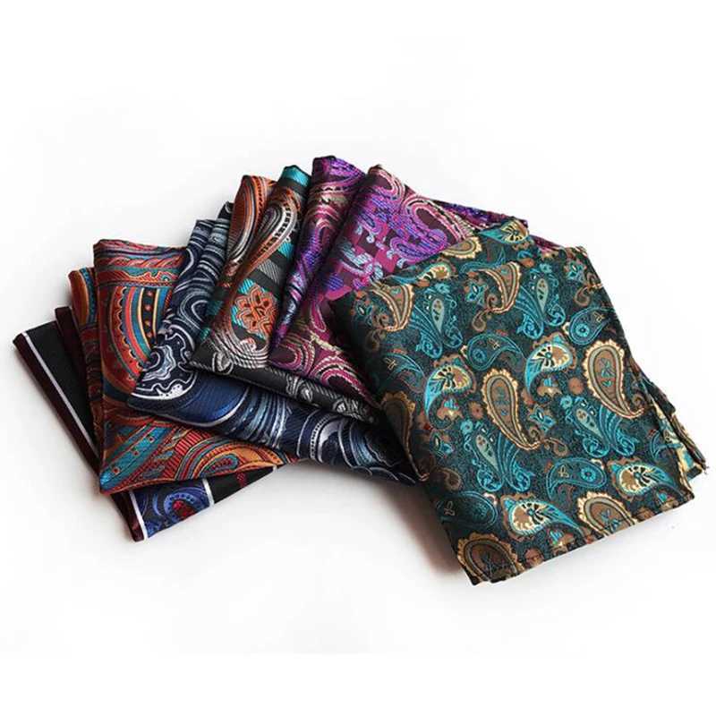 GUSLESON Mens Fashion Printing Dot Silk Handle Business Leisure Square Pocket Wedding Hanks Mens Accessories Gift W240921