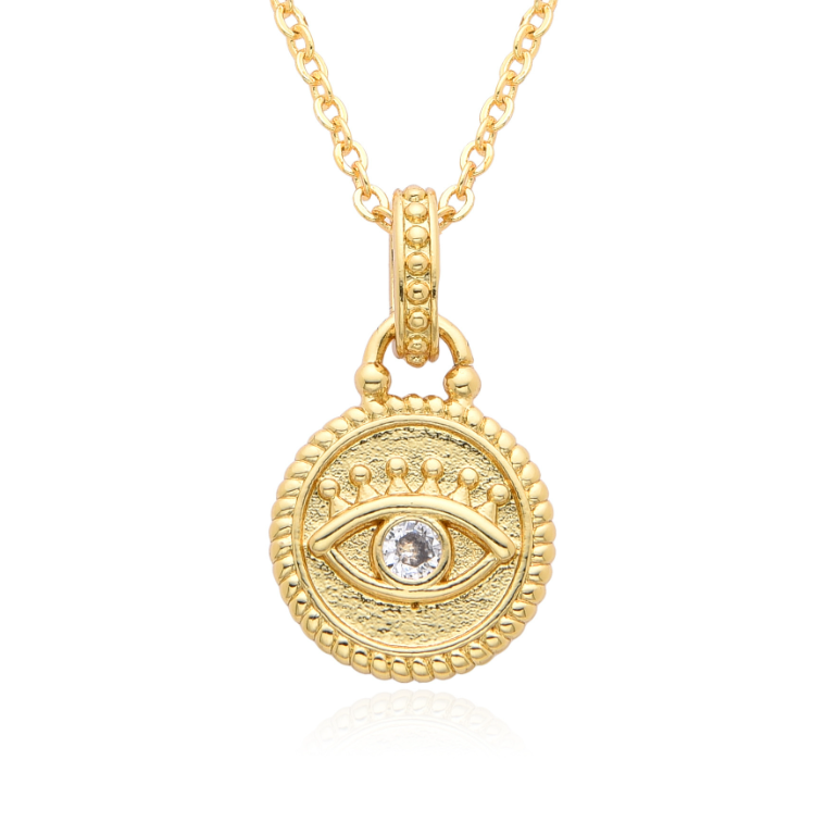 New Fashion Geometric Eye Pendant Necklace Gold-plated Copper Rhinestone Colorful Drop Oil Necklace Women Jewelry Accessories