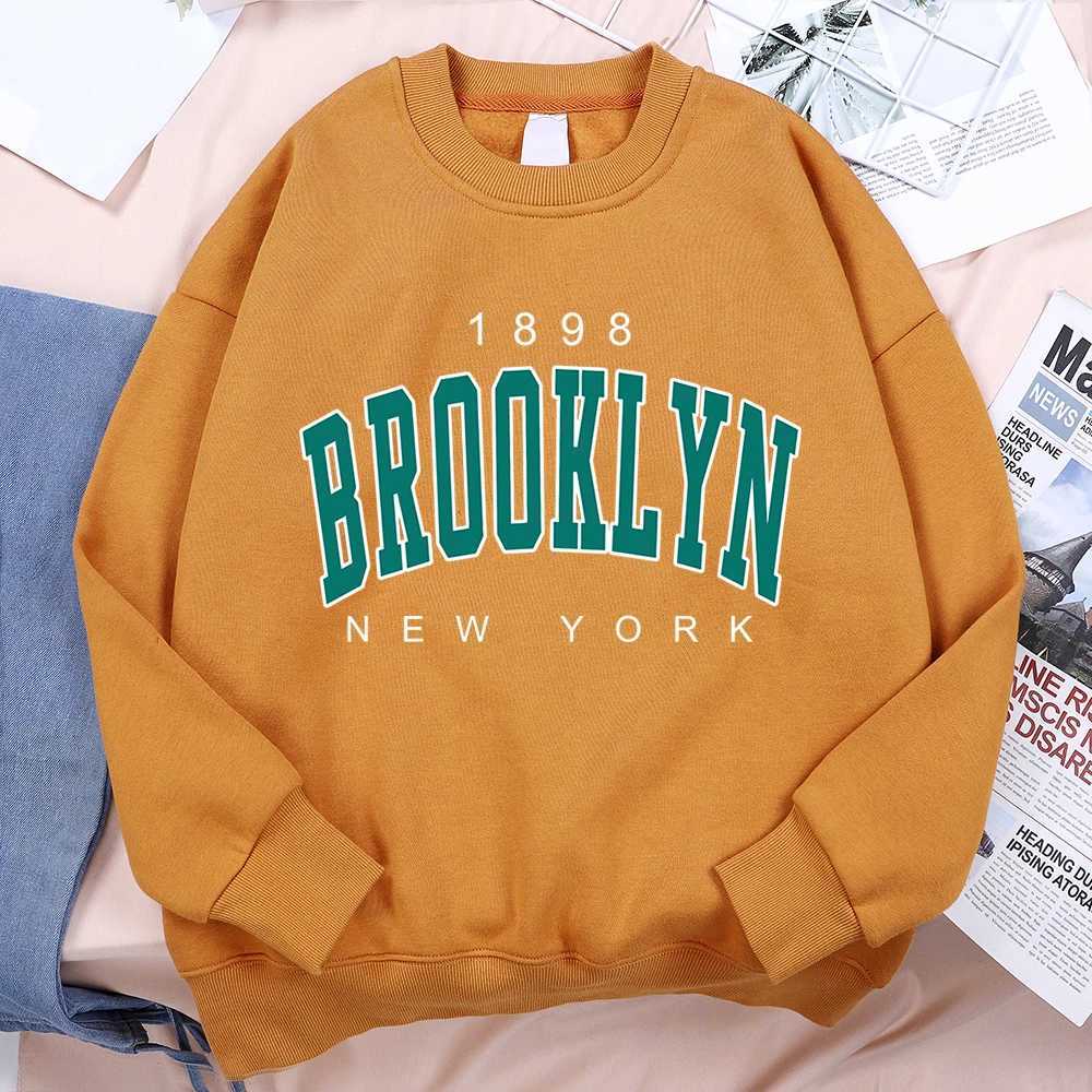 1898 Brooklyn New York printed clothing mens wool sweatshirt fashionable casual loose hoodie autumn cartoon womens hoodie W240921