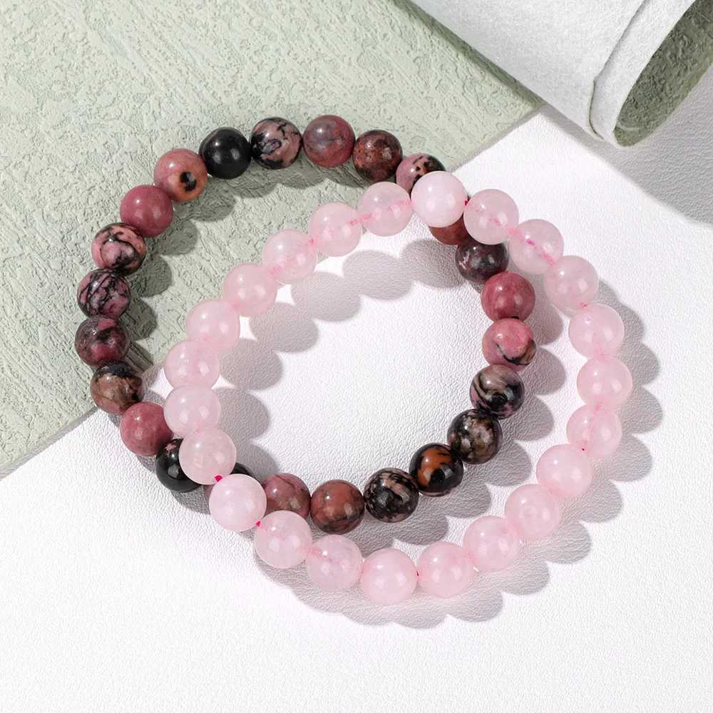 2pcs Natural Stone Bracelet Amethysts Fluorite Green Aventurine Turquois 8mm Beads Bracelet Set For Women Men Friendship JewelryX240921