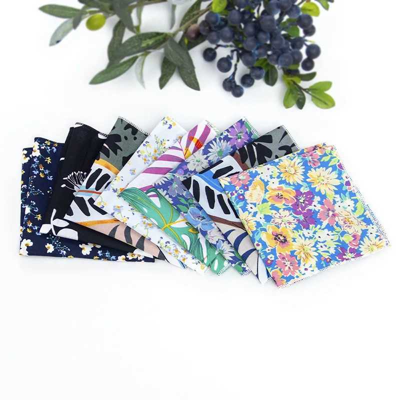 Brand New Style Mens Cotton Hankerchief Scarves Vintage Flower Hankies Mens Pocket Square Handkerchiefs Rose Flower PaisleyX240921