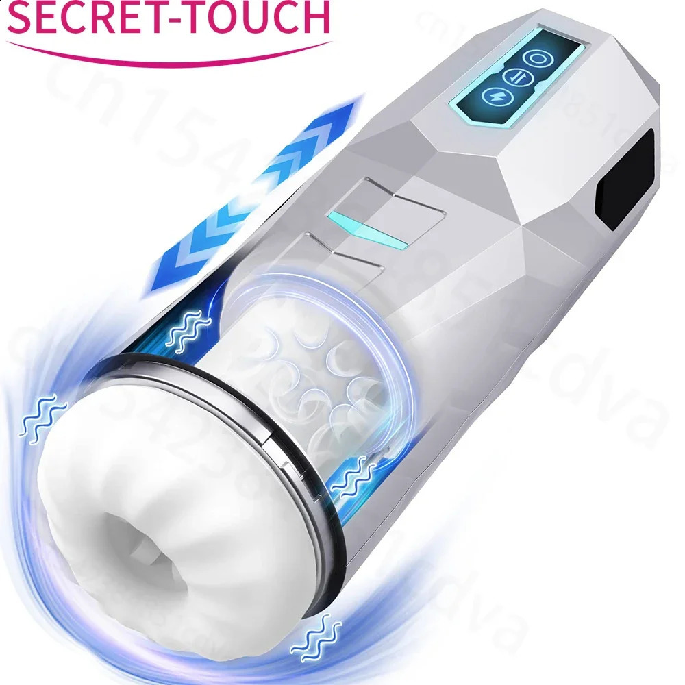 Pushing Automatic Male Masturbator Cup Vibration For Men 3D TPE Textured Adult Sex Toys 100% Waterproof USB Charge 240914