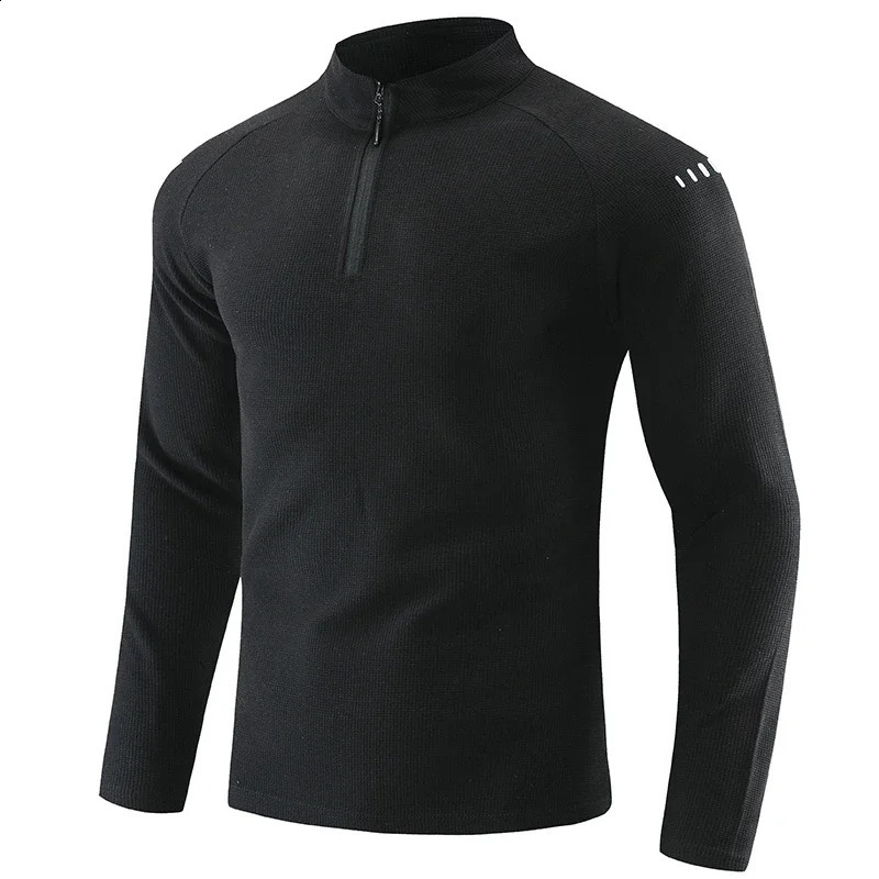 Mens Stand up Collar Zipper Long Sleeve Hoodie Sports Breathable Fitness Fashionable Top 240911