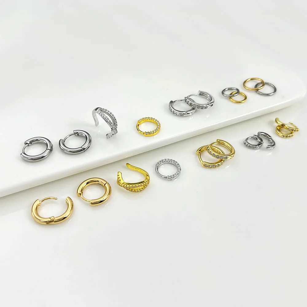 Stainless Steel Hoop Piercing Earring For Women Zircon CZ Cartilage Piercing Helix Daith Conch Tragus Rook Lobe Ear Ring Jewelry Y240921