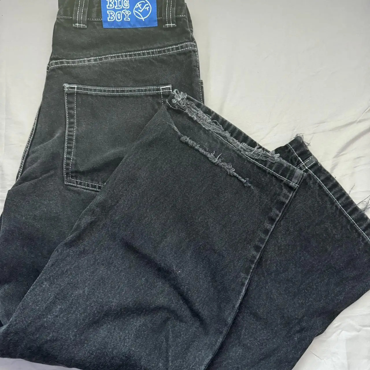 Hip Hop Polar Big Boy Jeans Embroidery High Quality Y2k Pants Vintage Streetwear Baggy Mens Waist Wide Trouser 240911
