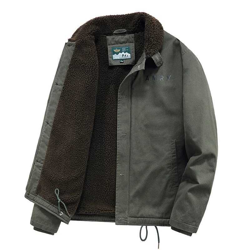 Work clothes new lining mens clothing winter Parka wool thick coat hooded fur collar mens plush jacket autumn W240920
