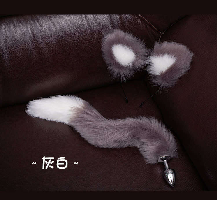 Sexy SM prop tuning metal anal plug alternative cosplay cat ear headband tail anal plug two-piece set hair replacement