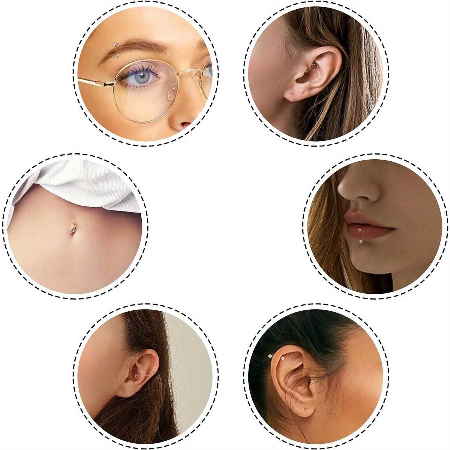 Drperfect Piercing Jewelry 16G Surgical Steel Curved Barbell Eyebrow Rings Lip Belly Button Piercing Heart Moon Earrings Y240921