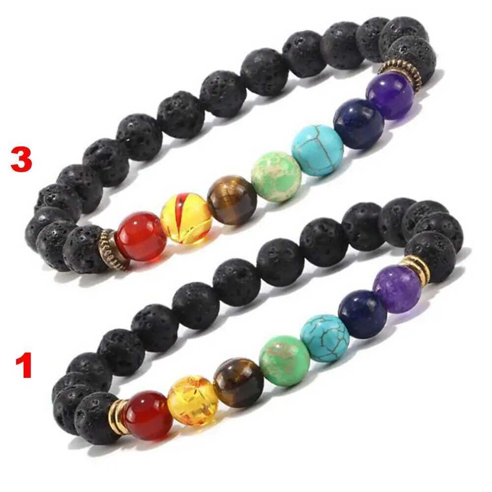 Healing Balance Reiki Amethyst Tiger Eye 8mm Bead Natural Stone Bangle 7 Chakra Bracelet Wristbands Natural StoneX240921