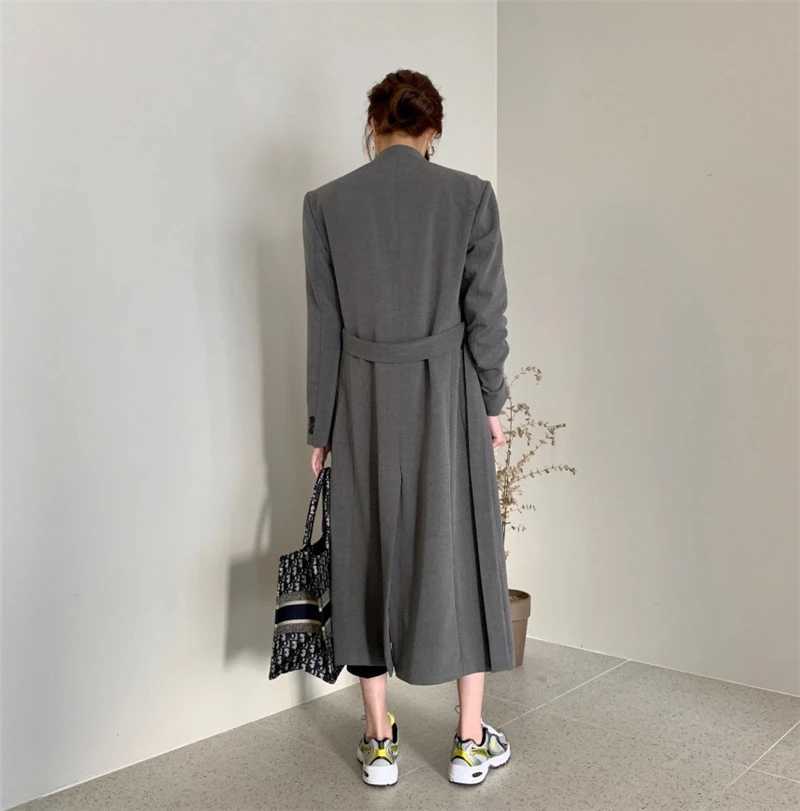LMQ NEW 2020 new Fashion Casual Simple Classic Slim long suit coat Chic Business Jacket windbreaker suit collar office lady coatX240921