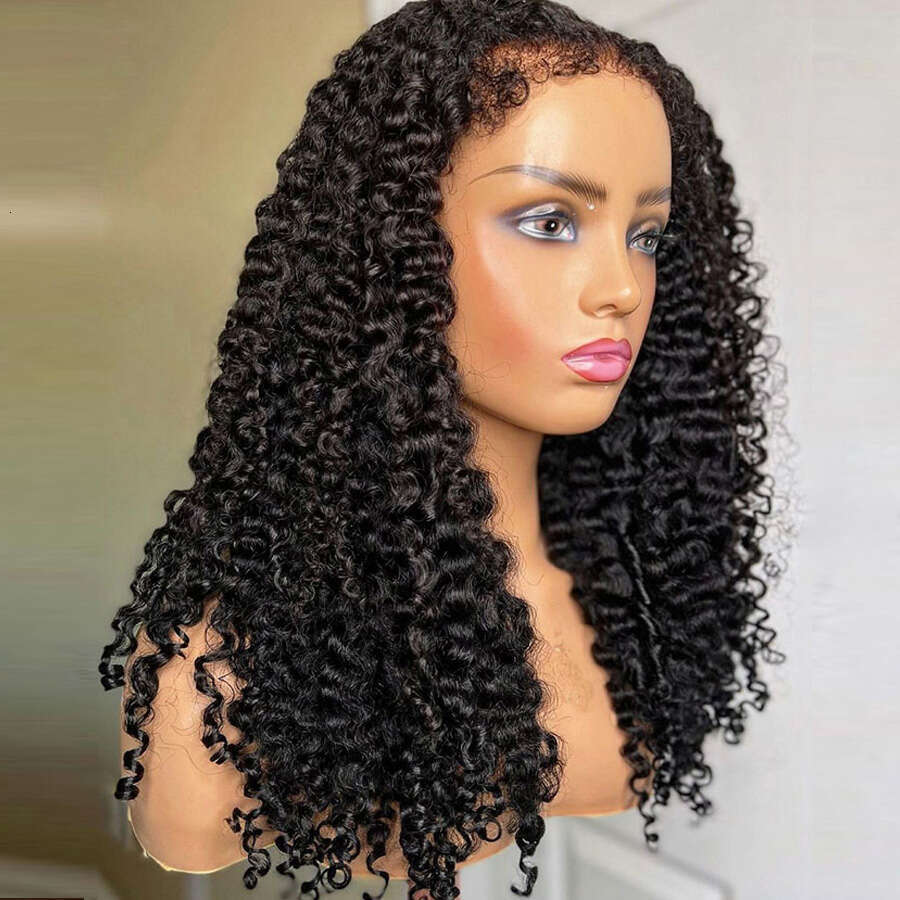 Deep Wave 13x4 Frontal Wig Kinky Curly Baby Front 13X6 4C Edges Transparent Lace Human Hair Wigs