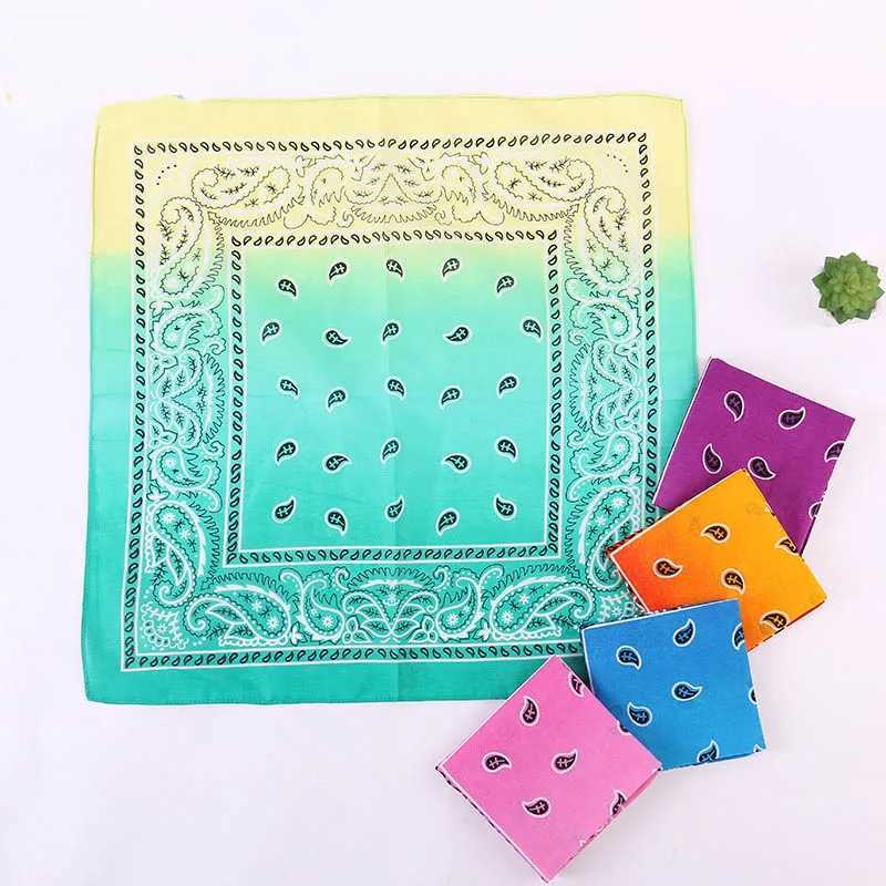 Colorful handle head Paisley tie dye Bandanas womens necklace head cotton headscarf handle head square 55cm X 55cm 1 piece W240921