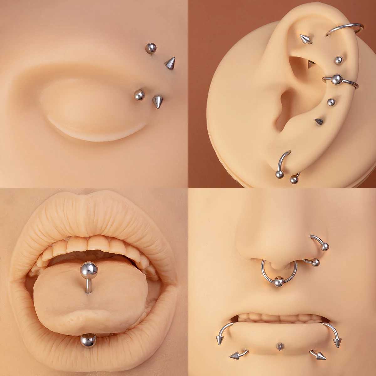 Piercing Kit for All Piercings Surgical Steel 14G 16G 18G 20G Nose Septum Cartilage Tragus Earrings Belly Nipple Tongue Lip Ring Y240921