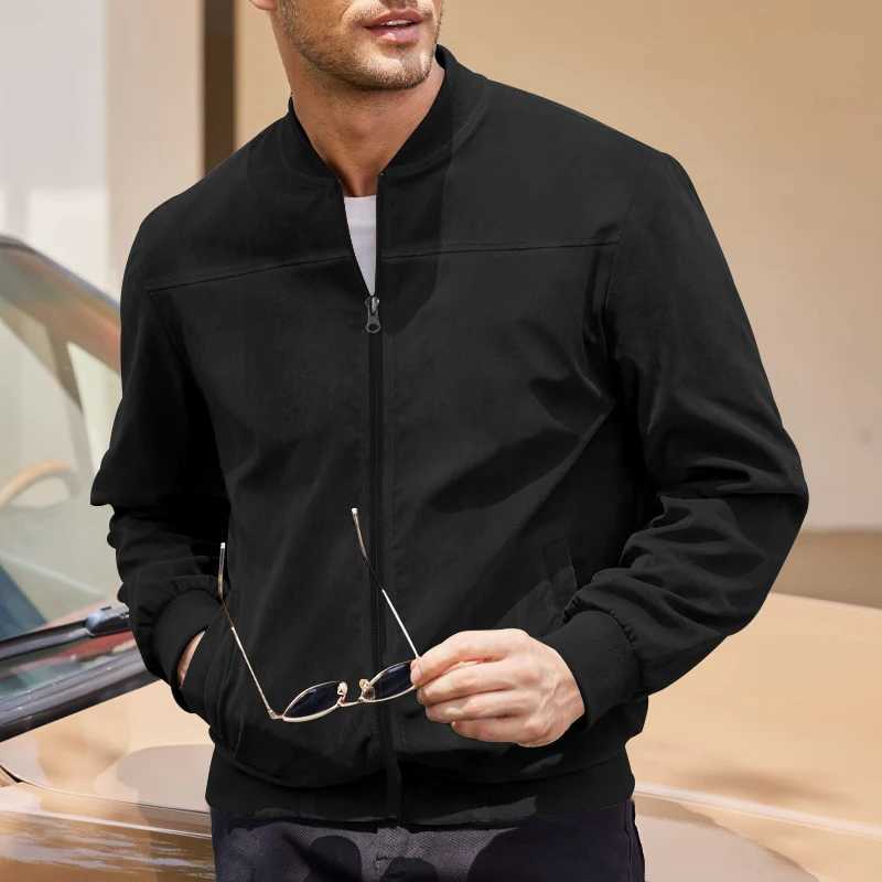 Spring And Autumn Vintage American Mens Jacket Suede Solid Color Cardigan Zipper Lapel Coat Quality Fashion Mens Clothing M240921