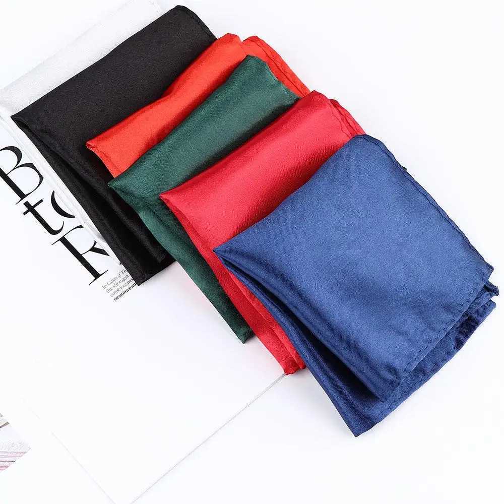Chic Formal Fashion 15 Color Solid Formal Suit Pocket Square Hanky Men Plain Silk Pocket Square Hanky HandkerchiefX240921