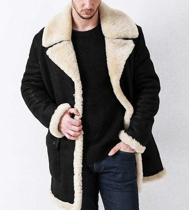 Fur Integrated Mens Coat Artificial Fur Large Coat 2022 Autumn/Winter New Thick European Long Sleeve W240918