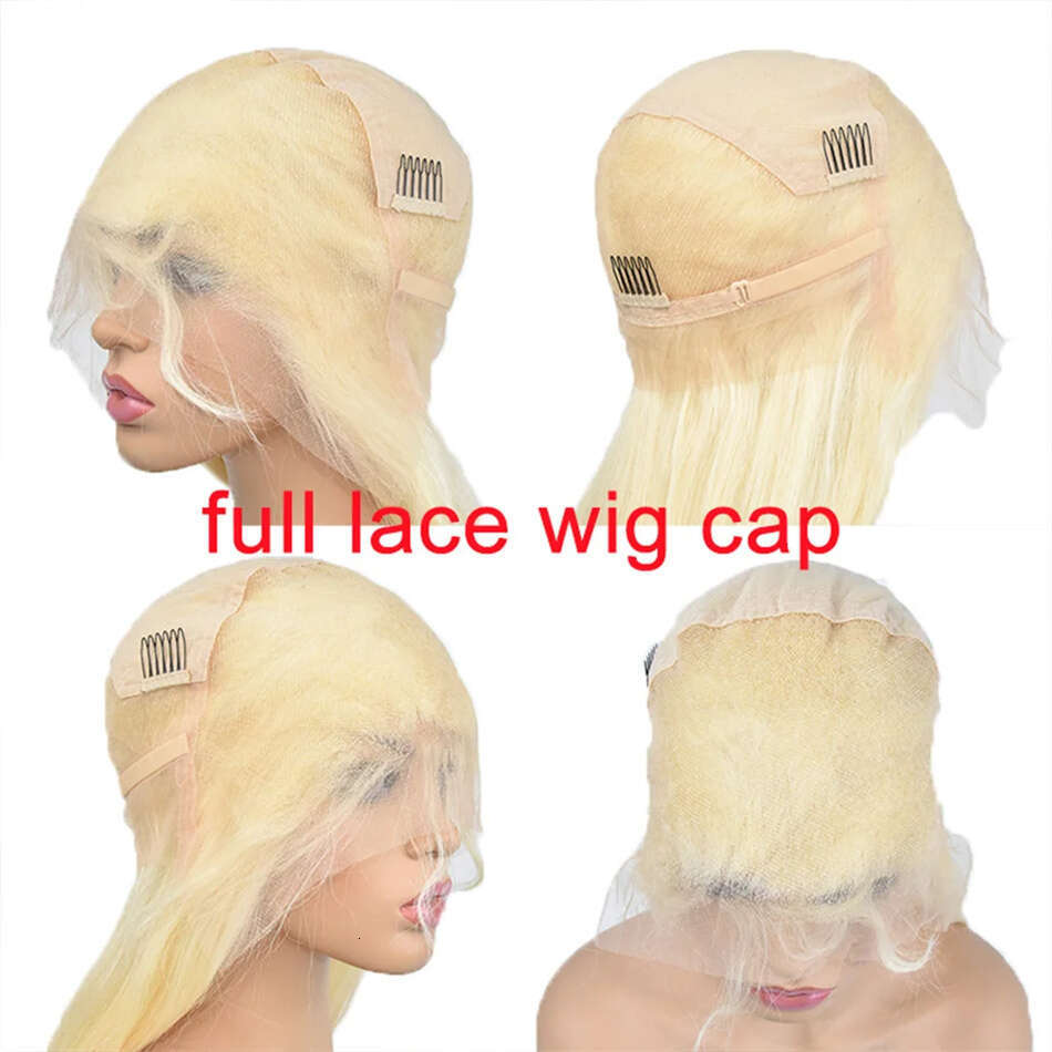 Full Real 613 Blonde Straight Remy Brazilian 100% Human Ponytail Hair Wig Transparent Lace Frontal