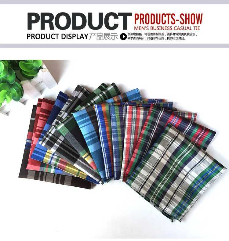 GUSLESON NEW Mens Colorful Plaid Handkerchiefs Casual Wedding Hankies Business Casual Square PocketsX240921