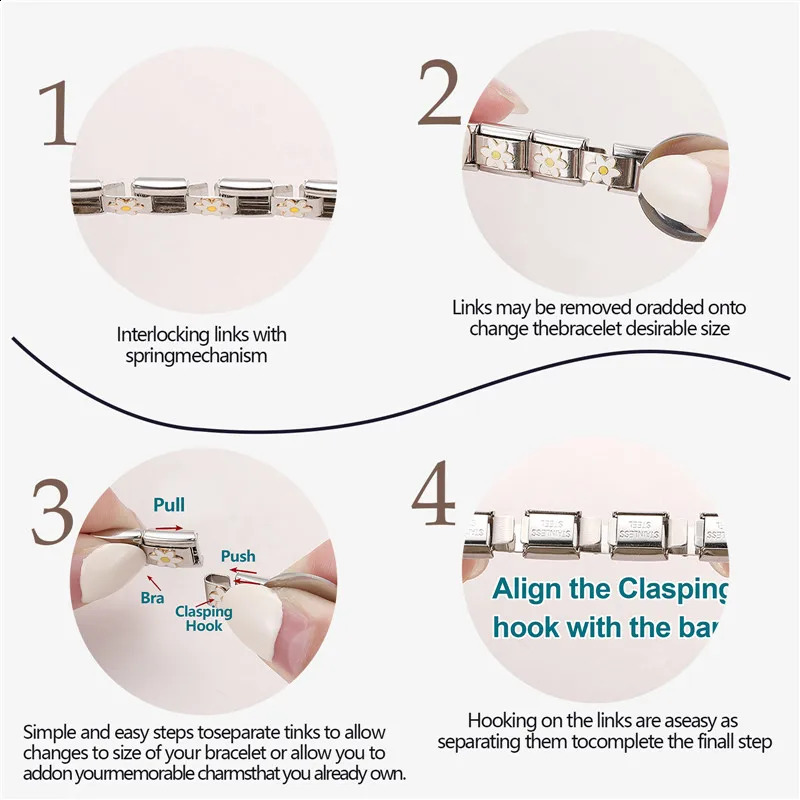 Charm Bracelet Shine Starfish Sea Shell Star Fit 9mm Italian Link Stainless Steel Jewellery Diy Making Gifts 240919